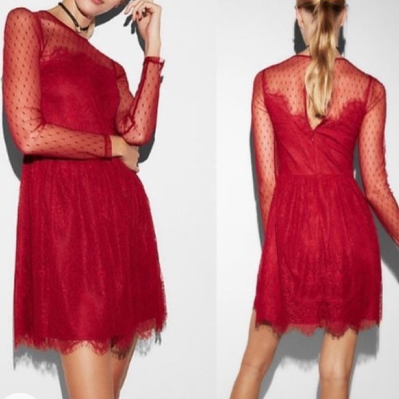 Express Lace Fit & Flare Dress - Picture 1 of 9